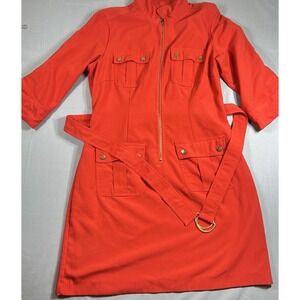 Red sharagano short sleeve dress with pockets business casual size 14 P